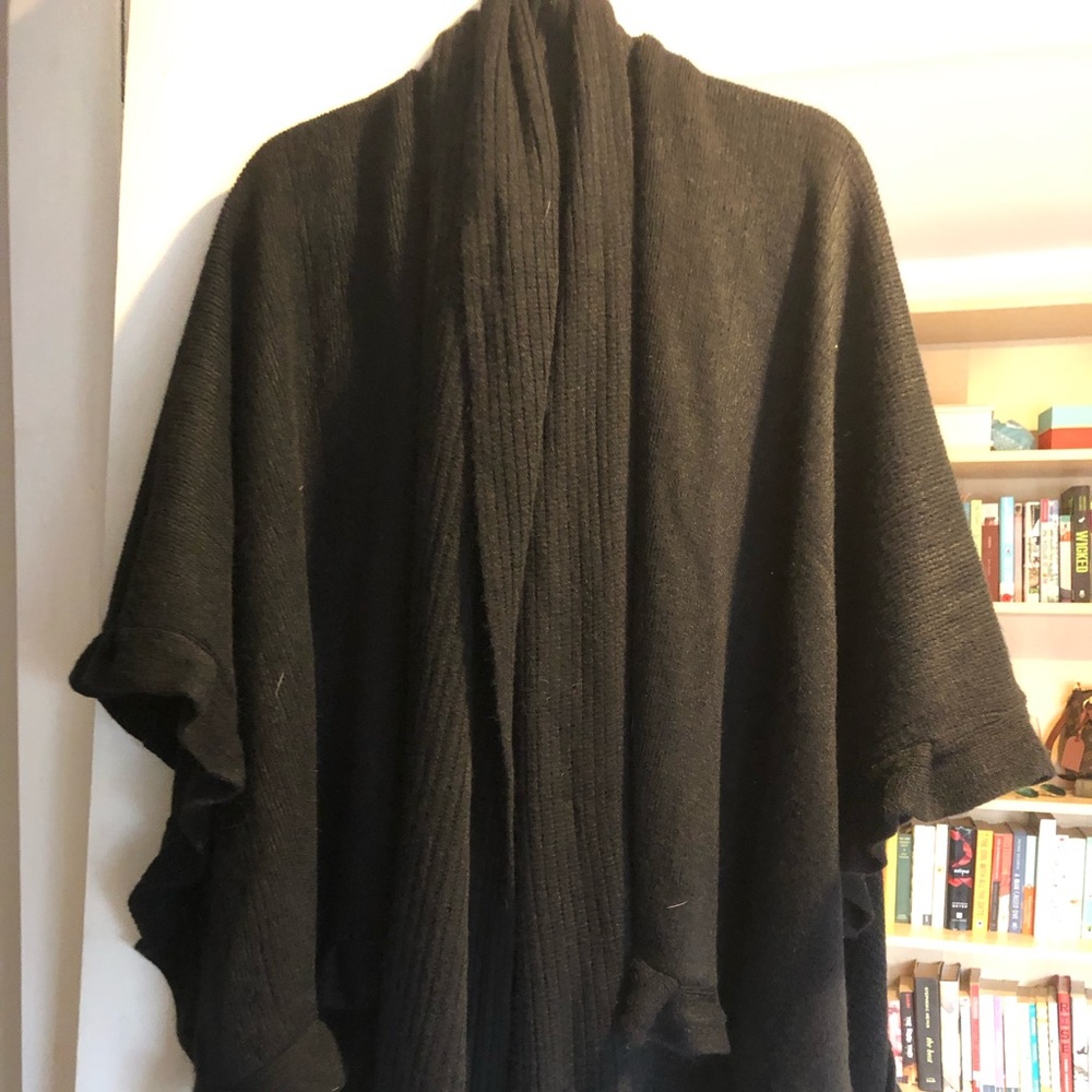 Black Shawl with Attached Scarf